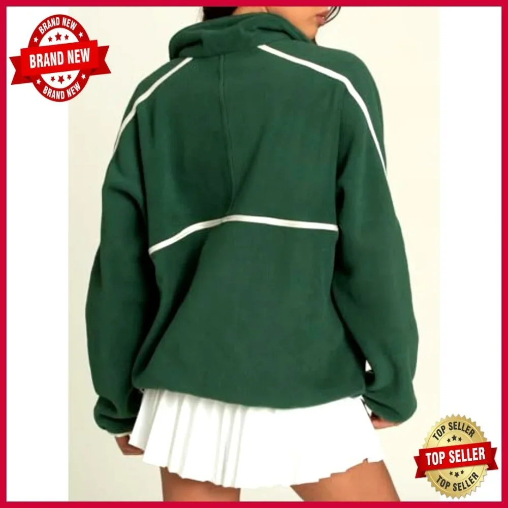 Oversized Half Zip Sherpa Fleece Pullover with Pockets - Picture 3 of 6